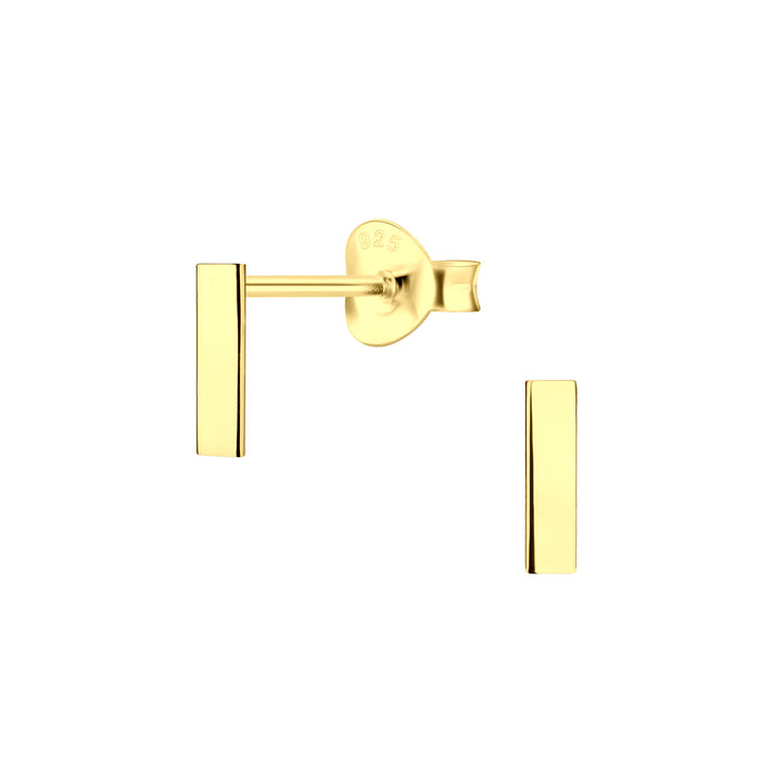Joy|S - Zilveren bar / staaf oorbellen - 2 x 8 mm - gepolijst - goudplating