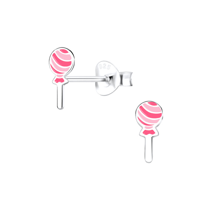 Joy|S - Zilveren lolly oorbellen - roze - 4 x 8 mm