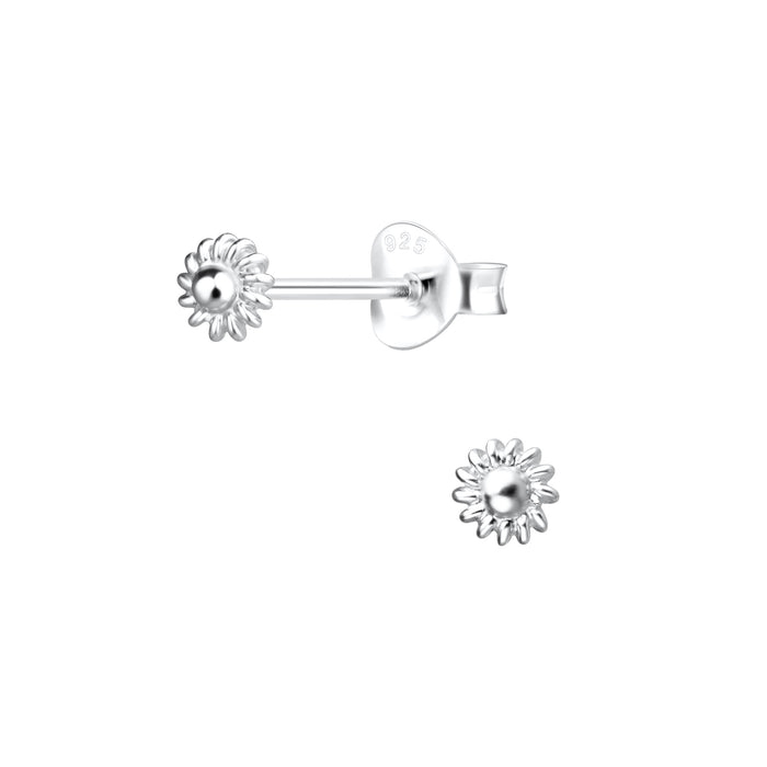 Joy|S - Zilveren mini oorbellen - sun rond - 4 mm - oorknopjes