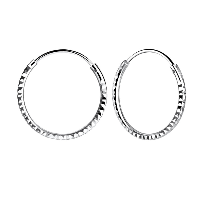 Joy|S - Zilveren oorringen 18 mm - diamond cut - t05 - oorbellen - sterling zilver 925