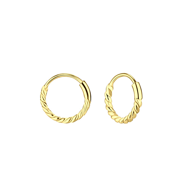 Joy|S - Zilveren oorringen 10 mm - twisted (gedraaid) - goudplating