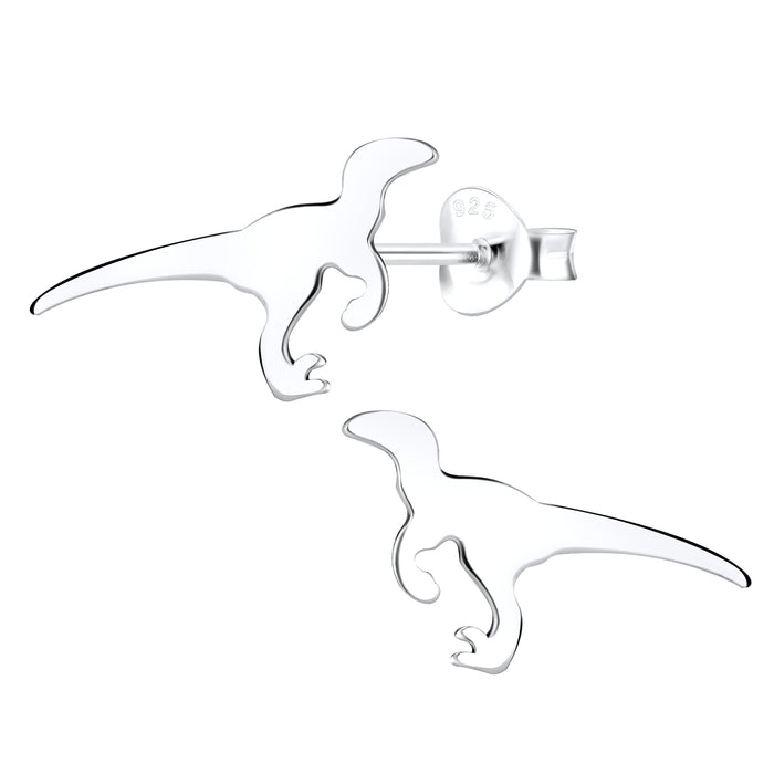Joy|S - Zilveren dinosaurus oorbellen - 15 mm x 9 mm