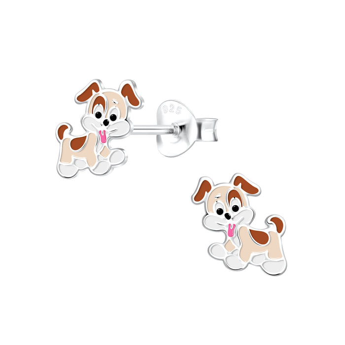 Joy|S - Zilveren hond oorbellen - 8 mm - kinderoorbellen - t52