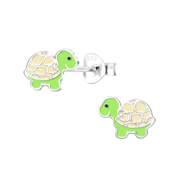 Joy|S - Zilveren schildpad oorbellen - 9 x 6 mm