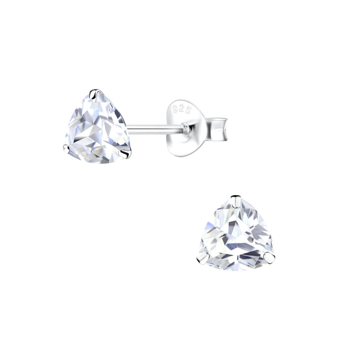 Joy|S - Zilveren driehoek oorbellen - 6 mm - trillion - zirkonia
