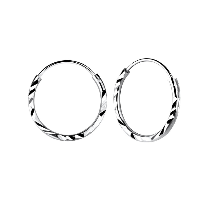 Joy|S - Zilveren oorringen 16 mm - diamond cut