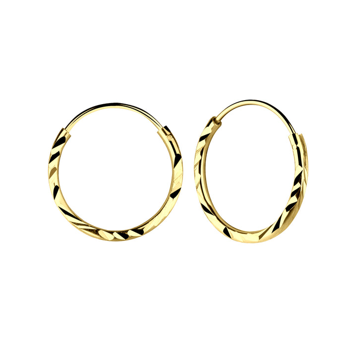 Joy|S - Zilveren oorringen 16 mm - diamond cut - goudplating gold plated