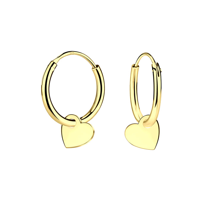 Joy|S - Zilveren hartje bedel oorbellen - oorringen - t52 - gold plated / goudplating