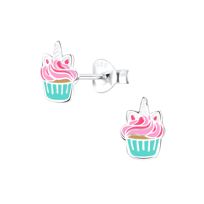 Joy|S - Zilveren cupcake oorbellen - 6 x 8 mm oorknoppen - t92