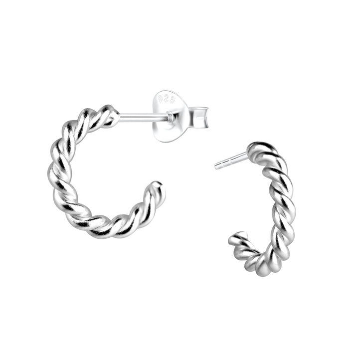 Joy|S - Zilveren oorringen stud - 12 mm twisted / gedraaid - 2.5 mm dikte
