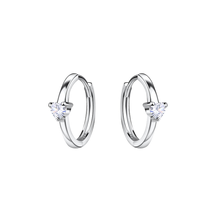 Joy|S - Zilveren oorringen - 10 mm/ 1.3 mm - zirkonia hartje - klap scharnier sluiting - oorbellen