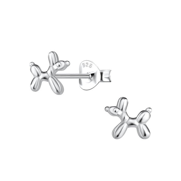 Joy|S - Zilveren ballon hond oorbellen - hondje oorknopjes - 7 x 6 mm - sterling zilver 925