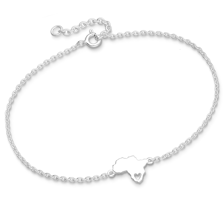Joy|S - Zilveren armband - Afrika met hartje - karabijn sluiting