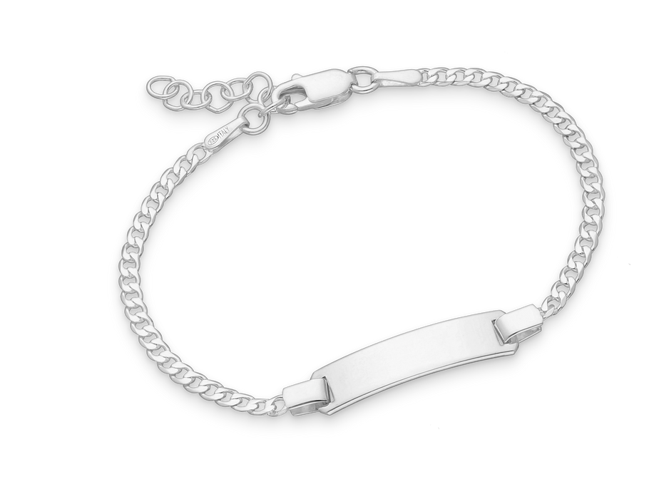 Joy|S - Zilveren armband - graveerarmband voor kinderen - plaat 6 mm - gourmet schakel - leeftijd 1 tot 3 jaar - maat: zie omschrijving