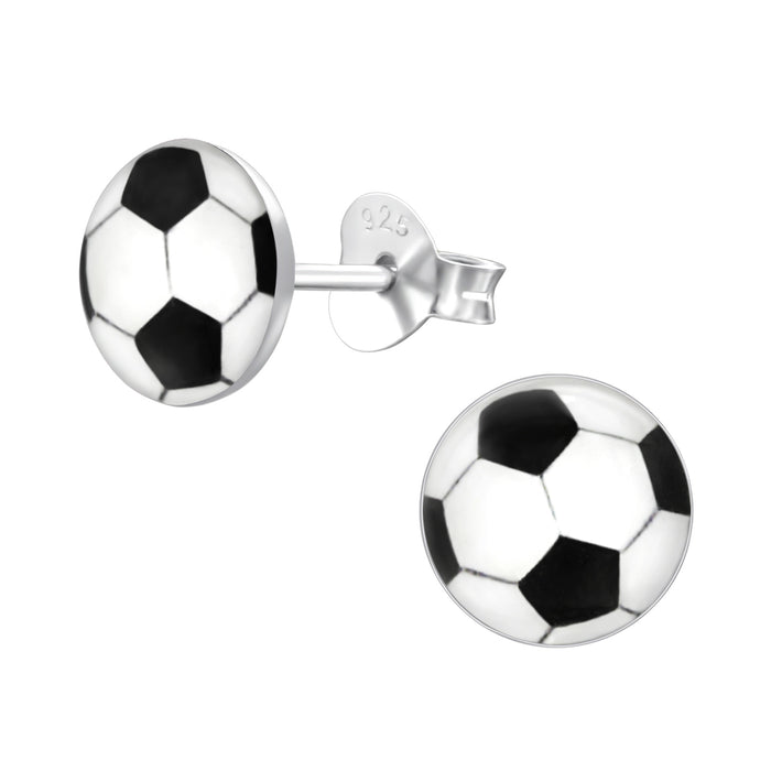 Joy|S - Zilveren voetbal bal oorbellen 7 mm