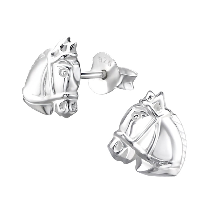 Joy|S - Zilveren paard oorbellen 8 mm paardenhoofd