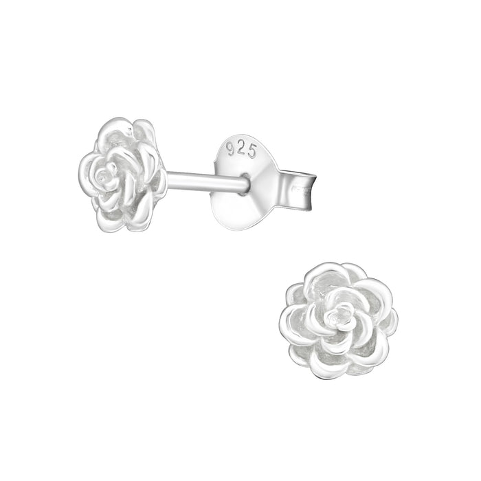 Joy|S - Zilveren roos oorbellen 6 mm - roosje oorknoppen