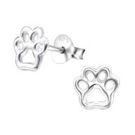Joy|S - Zilveren kat hond dierenpoot oorbellen - 7 mm