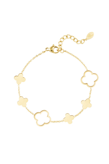 Joy Ibiza - klaver bloem armband - boho - bohemian style - stainless steel - ip/pvd goldplated
