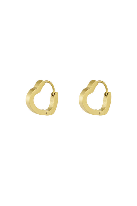 Joy Ibiza - hartje oorbellen - klap scharnier - hartje oorringen - 1.7 cm - stainless steel - ip/pvd goldplated