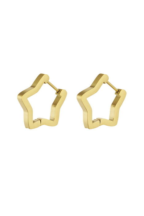 Joy Ibiza - ster oorbellen - klap scharnier - ster oorringen - 2.15 cm - stainless steel - ip/pvd goldplated