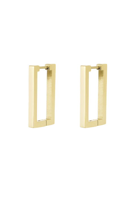 Joy Ibiza - rechthoek oorbellen - klap scharnier oorringen square - 2.5 cm - stainless steel - ip/pvd goldplated