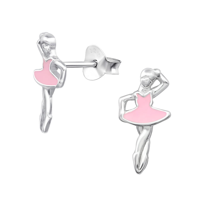 Joy|S - Zilveren ballerina ballet oorbellen 6 x 12 mm danseres