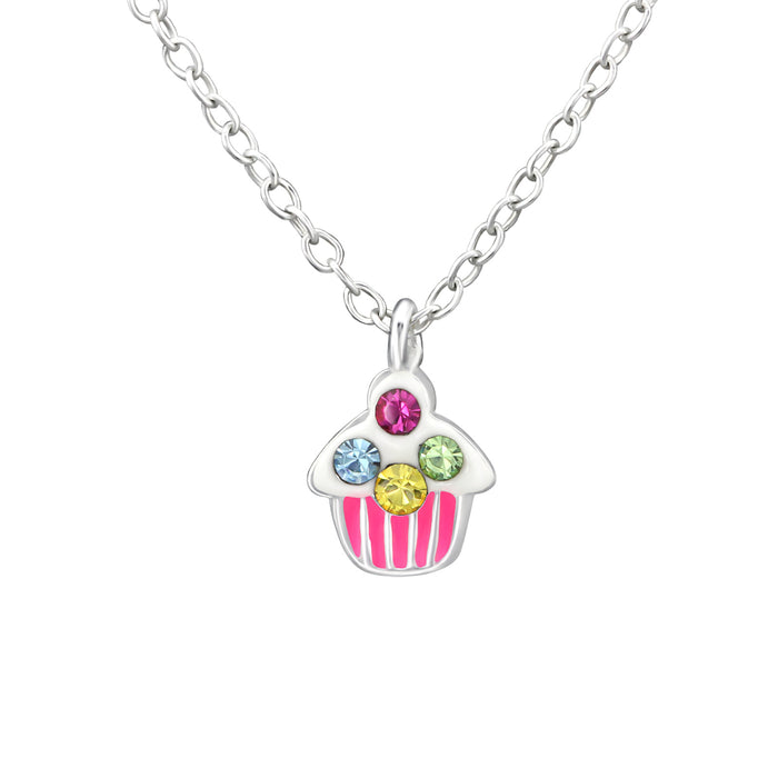 Joy|S - Zilveren petit cupcake hanger 6 x 7 mm met ketting 39 cm Sterling zilver 925