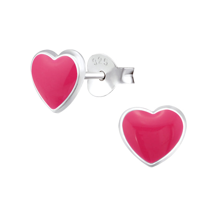 Joy|S - Zilveren hartje oorbellen - 7 mm - roze