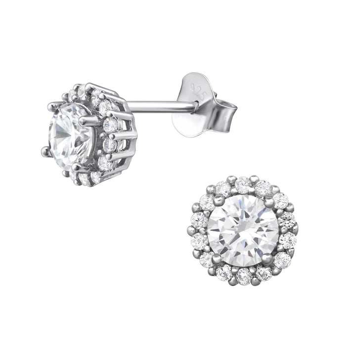 Joy|S - Zilveren chique zirkonia rond 7 mm oorbellen