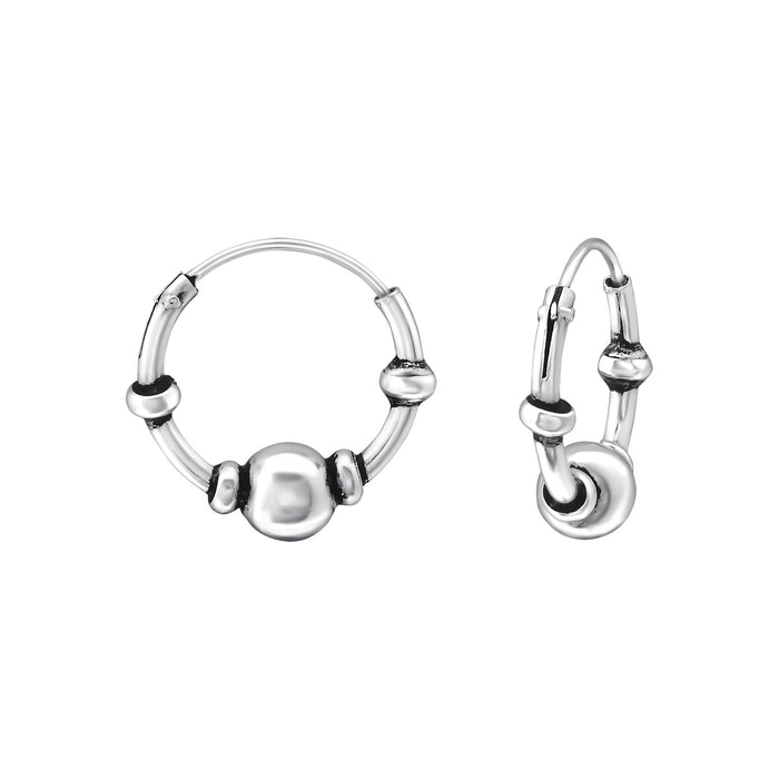 Joy|S - Zilveren Bali oorbellen - 12 mm oorringen - geoxideerd - t58