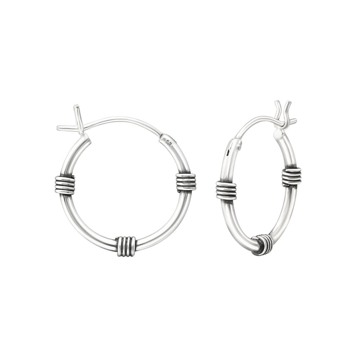 Joy|S - Zilveren Bali oorbellen - 16 mm oorringen - Franse sluiting