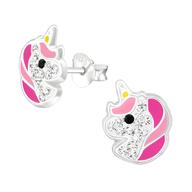 Joy|S - Zilveren eenhoorn oorbellen 9 mm unicorn