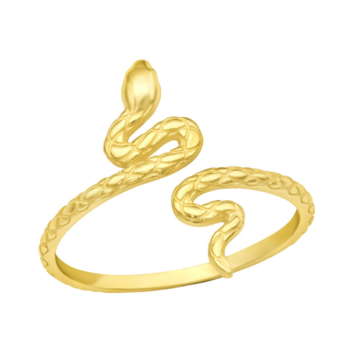 Joy|S - Zilveren slang ring - verstelbaar (maat 7: zie omschrijving) - aanschuifring - goudplating