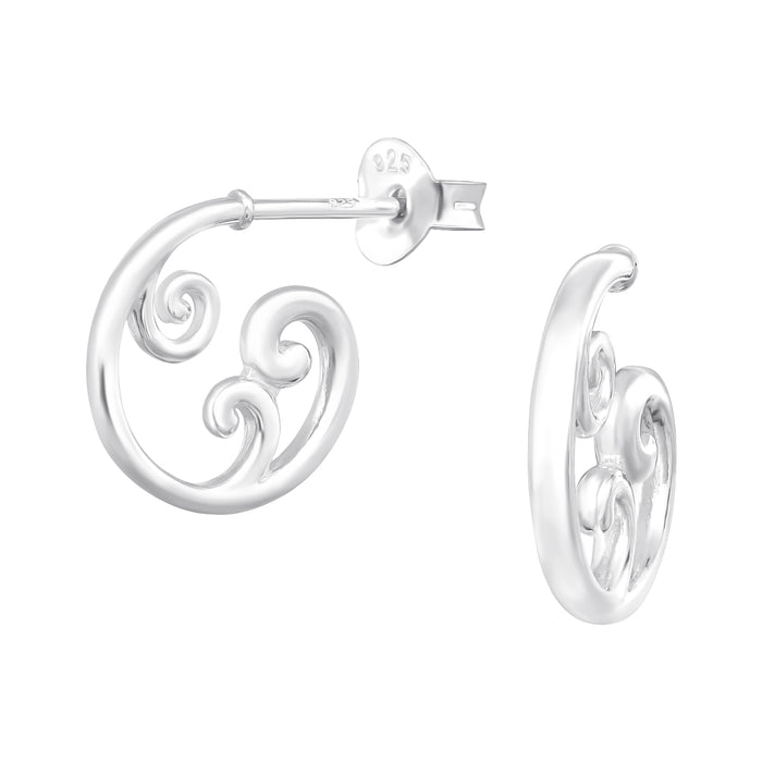 Joy|S - Zilveren oorringen - golf fantasie - 11.5 mm - oorbellen