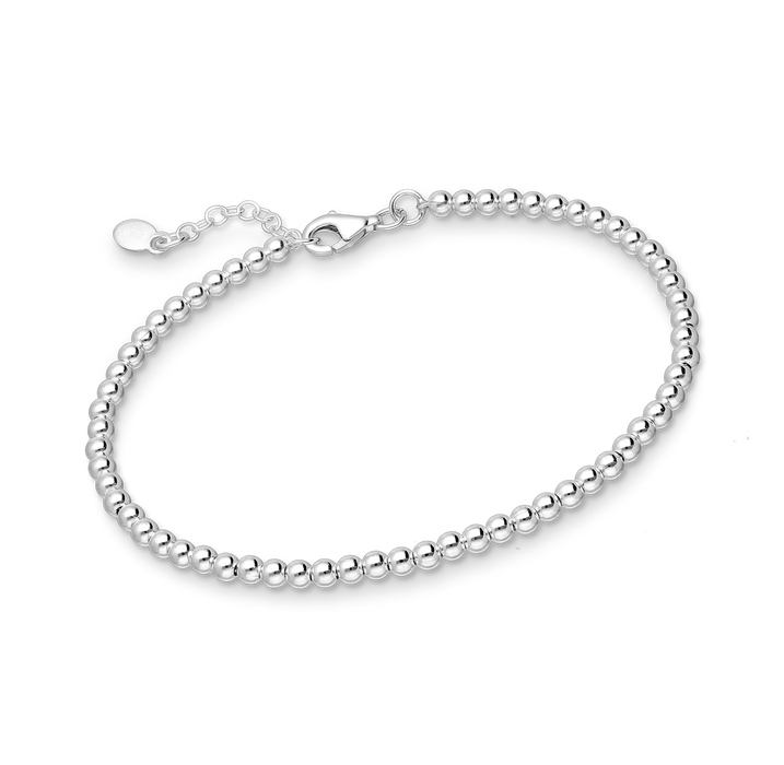 Joy|S - Zilveren armband - bolletjes schakel - verstelbaar van 17 tot 19.5 cm - balletjes - lobster sluiting