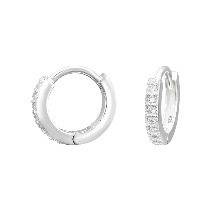 Joy|S - Zilveren oorringen - 12 mm / 2.5 mm - zirkonia - klap scharnier sluiting - sterling zilver 925