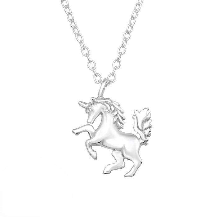 Joy|S - Zilveren eenhoorn paard hanger met ketting - 39 cm met extra oogje op 36 cm - voor kinderen