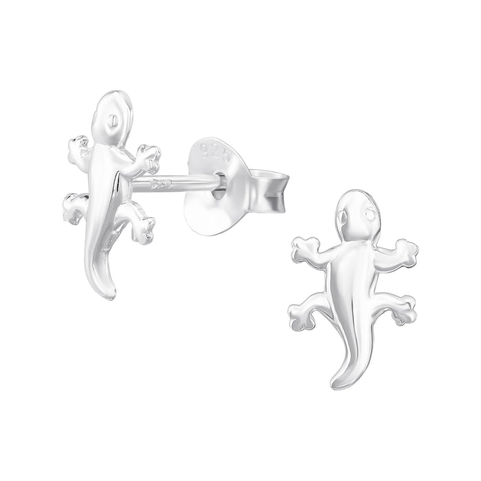 Joy|S - Zilveren hagedis oorbellen - 5.5 x 9 mm - baby lizzard - oorknoppen