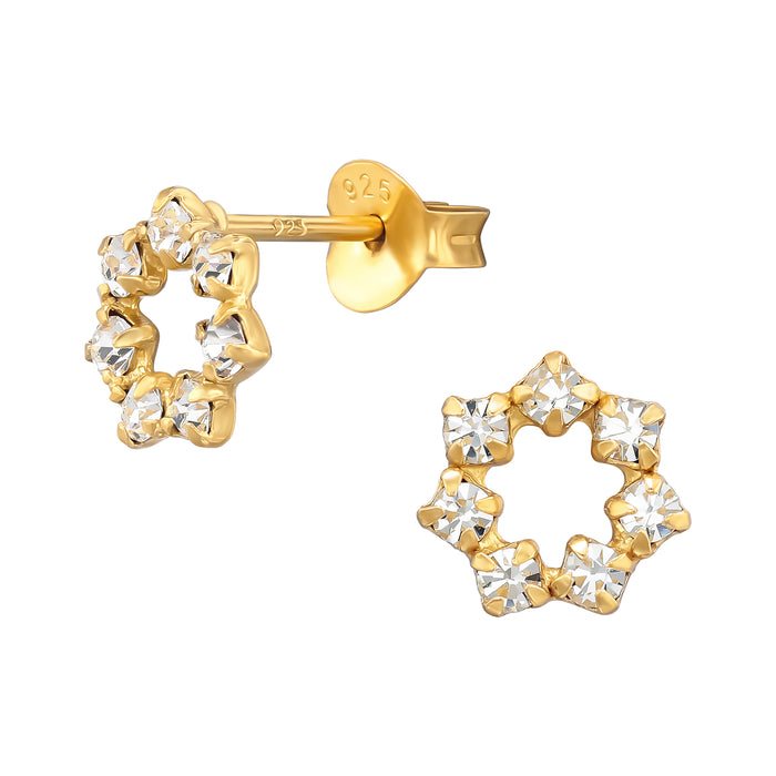 Joy|S - Zilveren cirkel donut oorbellen - 8 mm - zirkonia - ronde oorknoppen - goudplating / goldplated