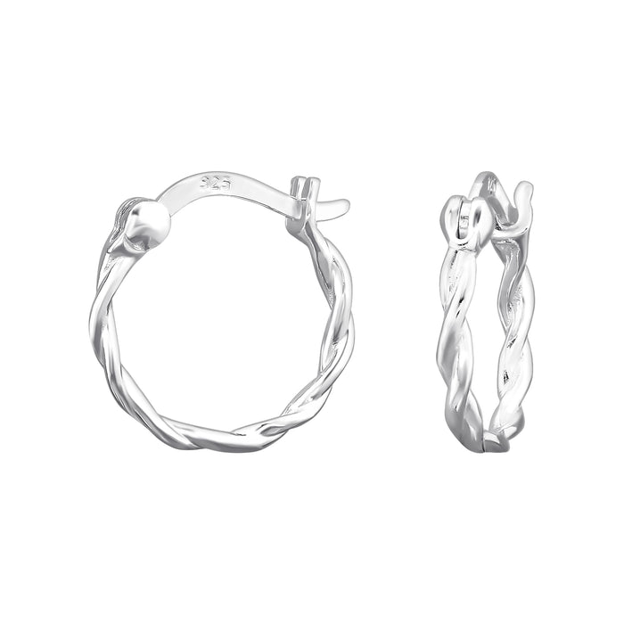 Joy|S - Zilveren oorringen 12 mm / 1.5 mm - twisted / gedraaid - Franse sluiting - oorbellen - sterling zilver 925