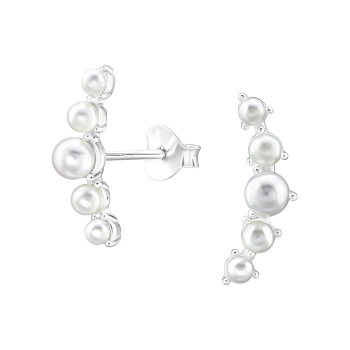 Joy|S - Zilveren parel oorbellen - 5 parels - 4.5 x 16 mm - sterling zilver 925