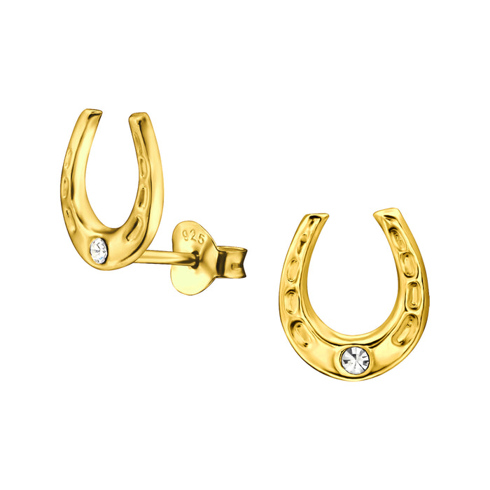 Joy|S - Zilveren Hoefijzer oorbellen - 9 x 10 mm - gold plated / goudplating