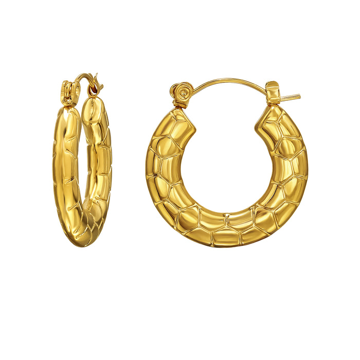 Joy Ibiza - slang patroon oorbellen - 24 mm oorringen - Franse sluiting - chirurgisch staal - 5 x 24 mm - ear party boho - bohemian style - ip/pvd gold plated