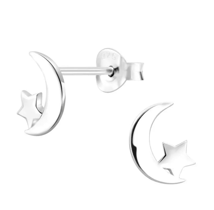 Joy|S - Zilveren ster op de maan oorbellen - 6 x 9 mm