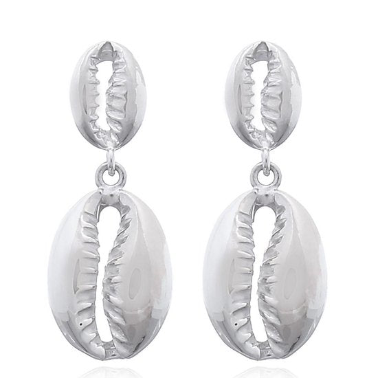 Joy|S - Zilveren crown schelp oorbellen - 11 x 28 mm - massief