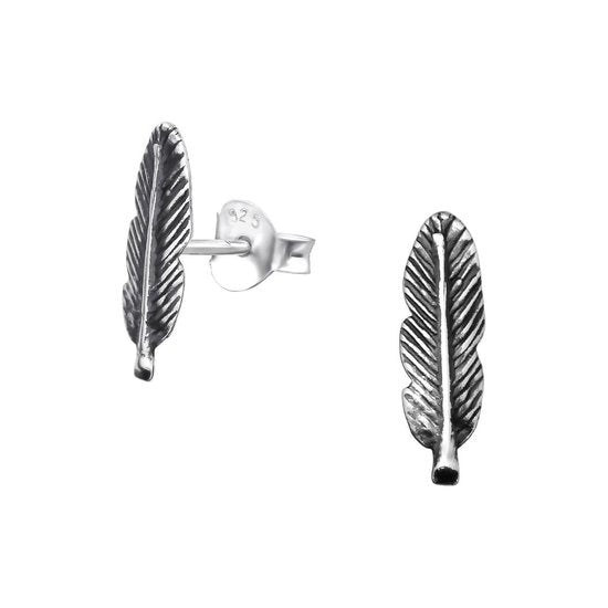 Joy|S - Zilveren Bali veer oorbellen 4 x 13 mm geoxideerd