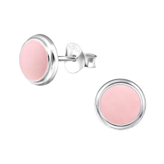 Joy|S - Zilveren ronde roze oorbellen - 7 mm - Sterling zilver 925