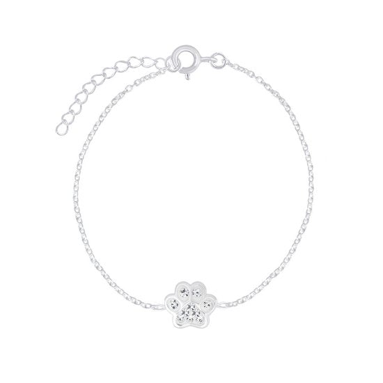 Joy|S - Zilveren kat hond dierenpoot armband 14 cm + 3