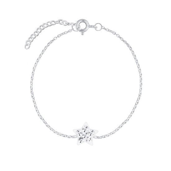 Joy|S - Zilveren ster armband kristal - 14 cm + 3 cm extension